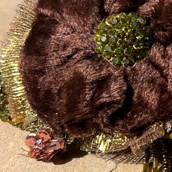 Vintage Wayne M. Kleski Katherine's Collection Gold Sequin Velvet Flower Clutch - Picture 14 of 15